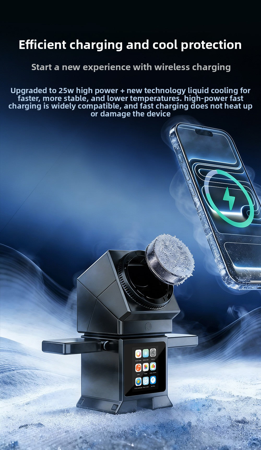 Meenova 25W 3-in-1 MagSafe Wireless Charging Station with Motorized Rotating Stand, Cooling Function, Magnetic Charger for iPhone Apple Watch AirPods