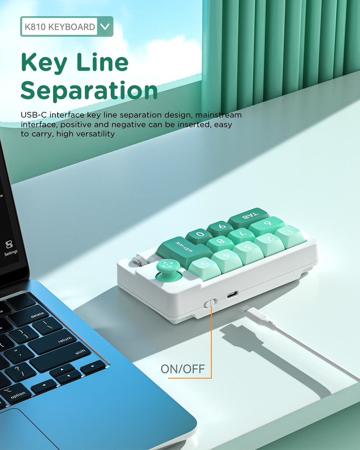 Meenova K810 Wired 12‑Key Hot‑Swappable Mechanical Numeric Keypad, Joystick Macro‑Programmable RGB Backlit USB‑C Keypad for Gaming & Office