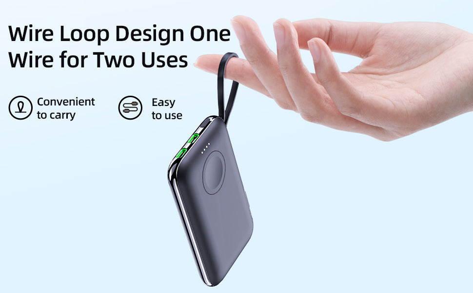 Meenova 2-in-1 Portable Watch Charger For Apple Watch, Samsung Galaxy Watch Power Bank 5000mAh, Mobile Phone External Battery Mini Auxiliary Battery Powerbank