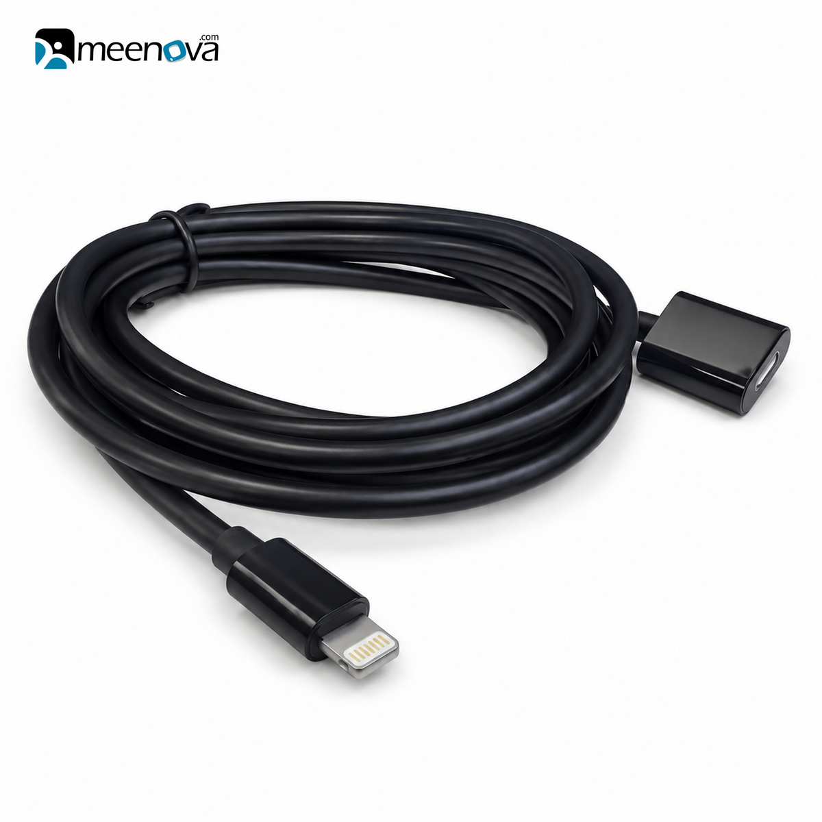 Meenova Lightning Male to Female Extension Cable, Lightning Extension 1 Foot Short Cable, 9cm/30cm/50cm/1m/2m (0.5ft/1ft/3.3ft/6.6ft), with Plastic Connectors for Microphone, Apple Pencil, AirPods Case, PALOVUE iMic Portable, Black or White