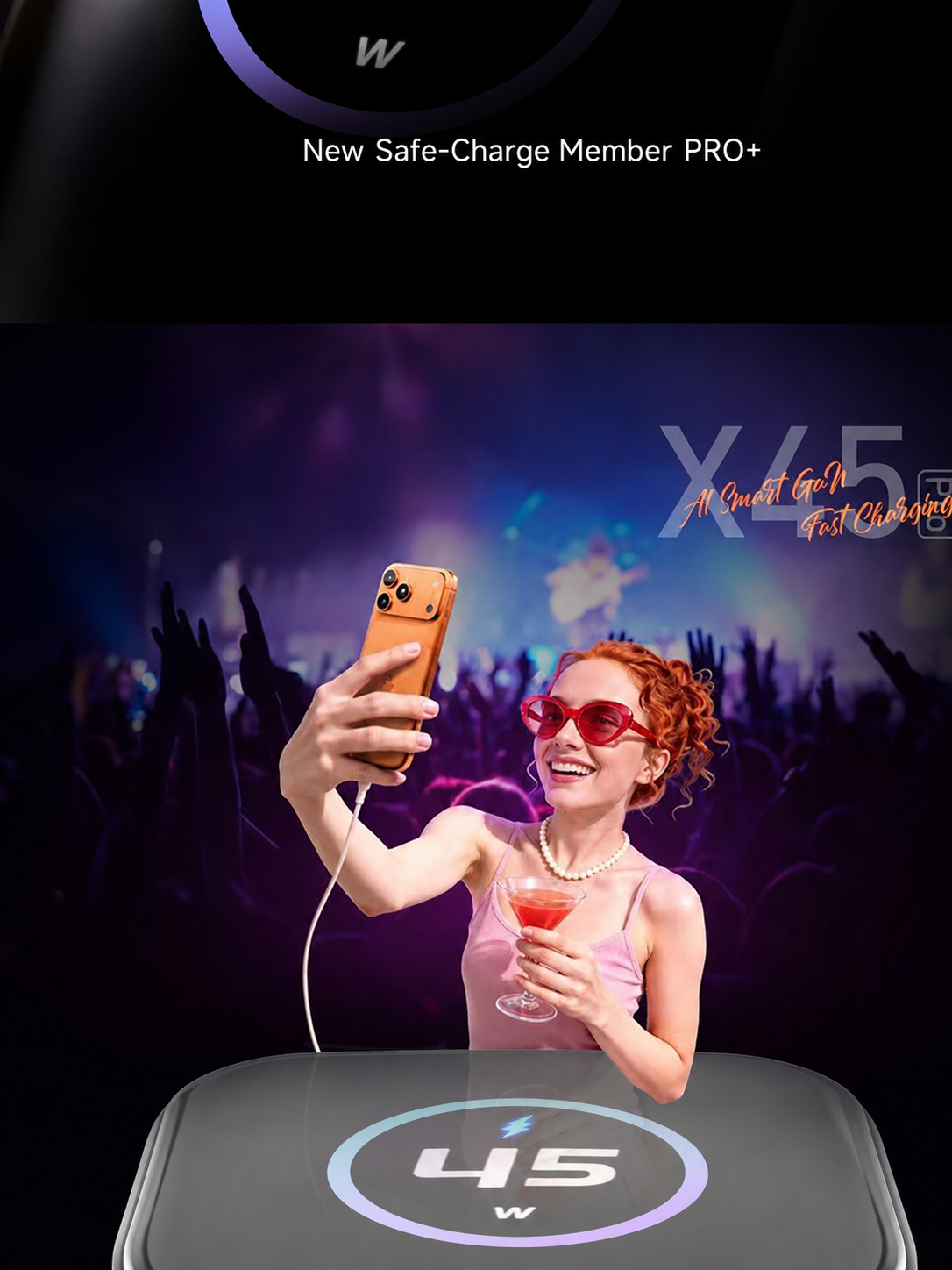 X45Pro 45W Smart GaN Charger with Display, AI Recognition & Temperature Control for iPhone 17