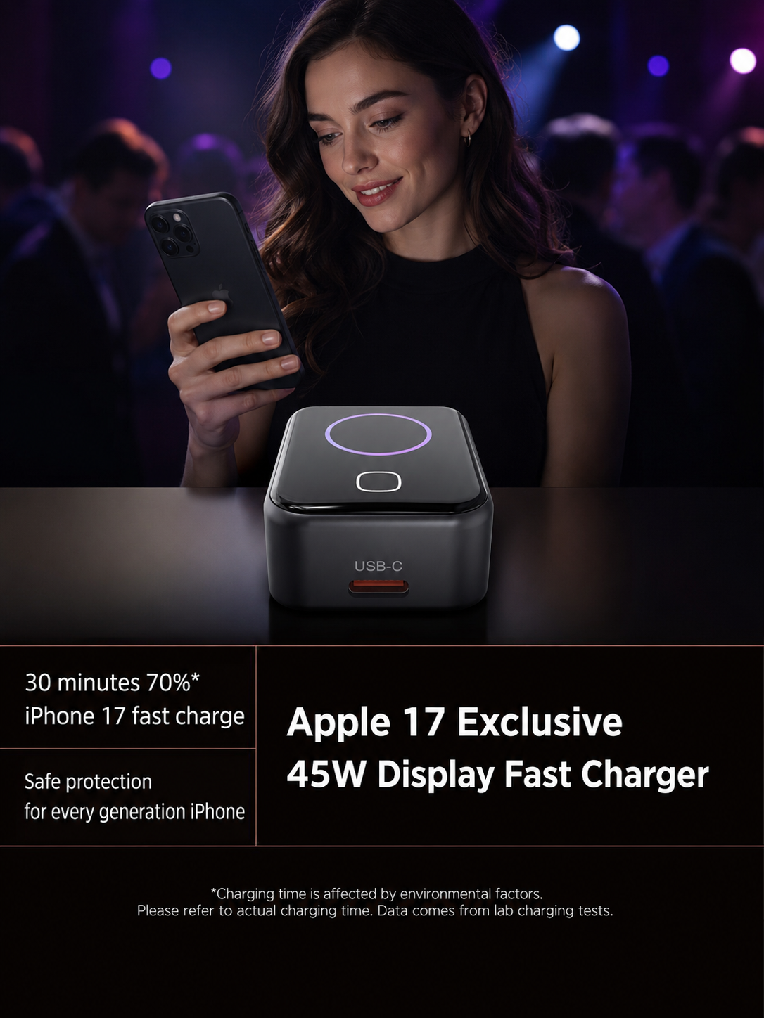 X45Pro 45W Smart GaN Charger with Display, AI Recognition & Temperature Control for iPhone 17