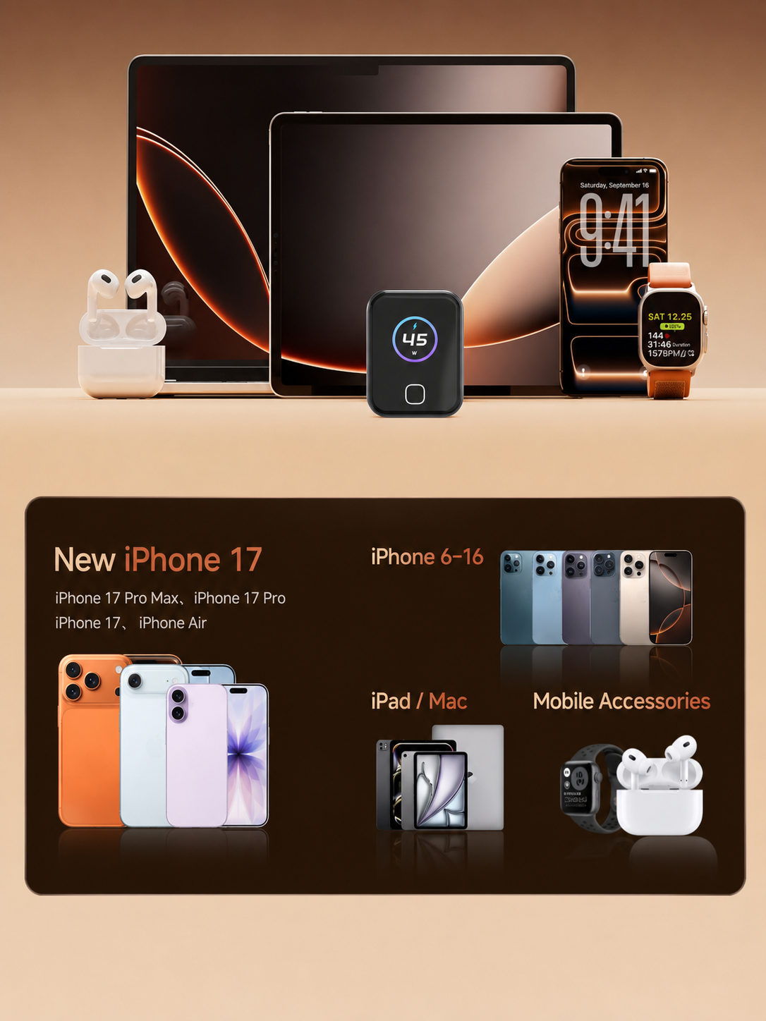 X45Pro 45W Smart GaN Charger with Display, AI Recognition & Temperature Control for iPhone 17