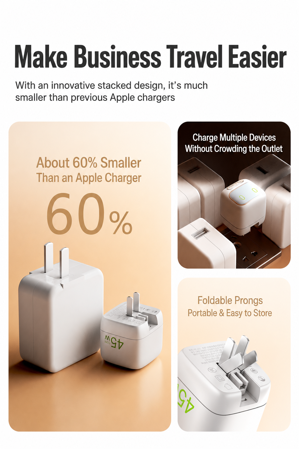 Meenova AI Voice Control Night Light Charger - 45W GaN Fast Charger with Smart Touch Control, USB-C PD Charging & Compact Travel Design
