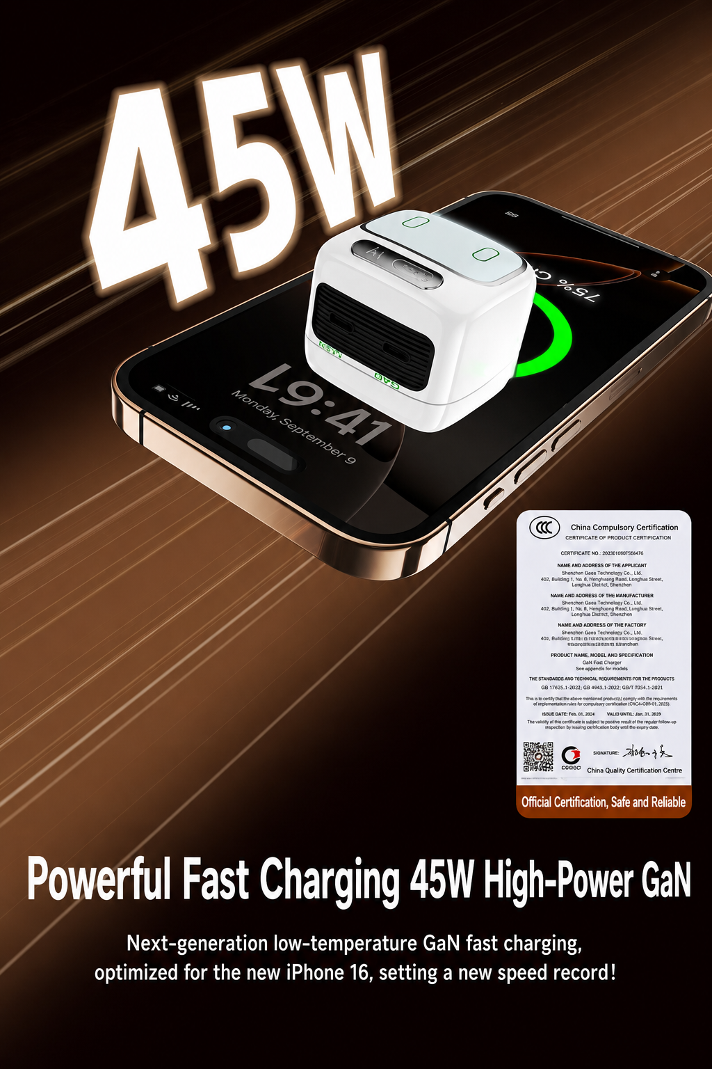 Meenova AI Voice Control Night Light Charger - 45W GaN Fast Charger with Smart Touch Control, USB-C PD Charging & Compact Travel Design