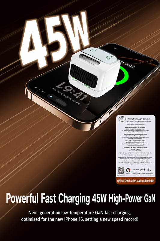 Meenova AI Voice Control Night Light Charger - 45W GaN Fast Charger with Smart Touch Control, USB-C PD Charging & Compact Travel Design