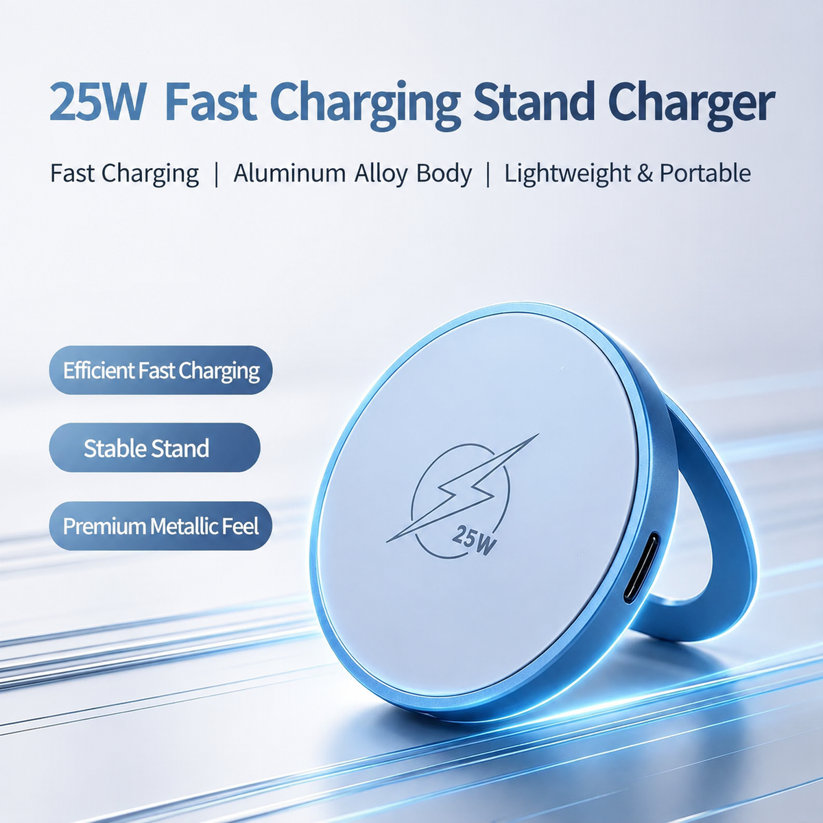 Meenova 25W Magnetic Wireless Charger Stand, Aluminum Alloy Foldable MagSafe-Compatible Charging Pad for iPhone 18 Pro Max, iPhone Duo, iPhone 17 & iPhone 16 Series
