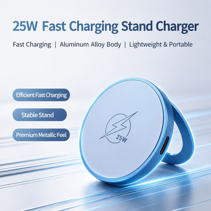 Meenova 25W Magnetic Wireless Charger Stand, Aluminum Alloy Foldable MagSafe-Compatible Charging Pad for iPhone 18 Pro Max, iPhone Duo, iPhone 17 & iPhone 16 Series