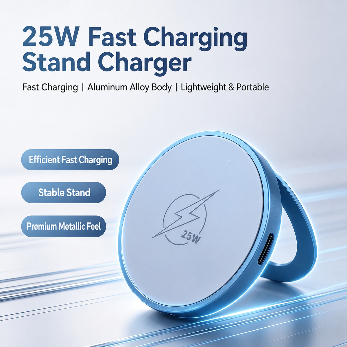 Meenova 25W Magnetic Wireless Charger Stand, Aluminum Alloy Foldable MagSafe-Compatible Charging Pad for iPhone 18 Pro Max, iPhone Duo, iPhone 17 & iPhone 16 Series