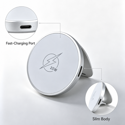 Meenova 25W Magnetic Wireless Charger Stand, Aluminum Alloy Foldable MagSafe-Compatible Charging Pad for iPhone 18 Pro Max, iPhone Duo, iPhone 17 & iPhone 16 Series