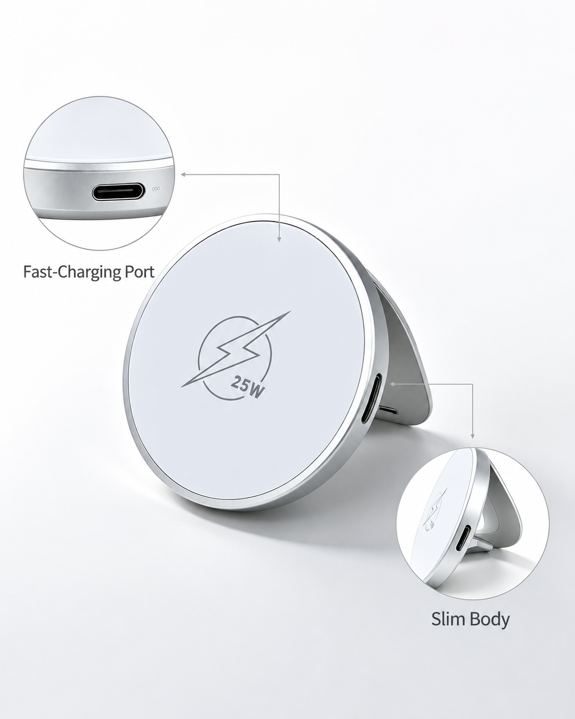 Meenova 25W Magnetic Wireless Charger Stand, Aluminum Alloy Foldable MagSafe-Compatible Charging Pad for iPhone 18 Pro Max, iPhone Duo, iPhone 17 & iPhone 16 Series