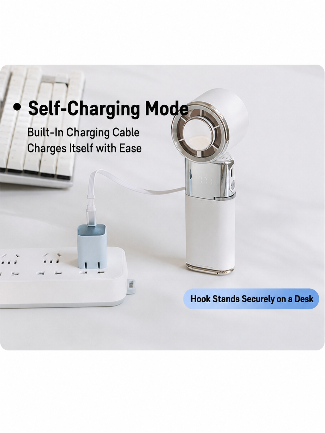 Meenova Portable Cooling Fan with Ice Cooling Technology, Retractable Type-C Cable, 100-Speed Wind Control, LED Display & Emergency Power Bank