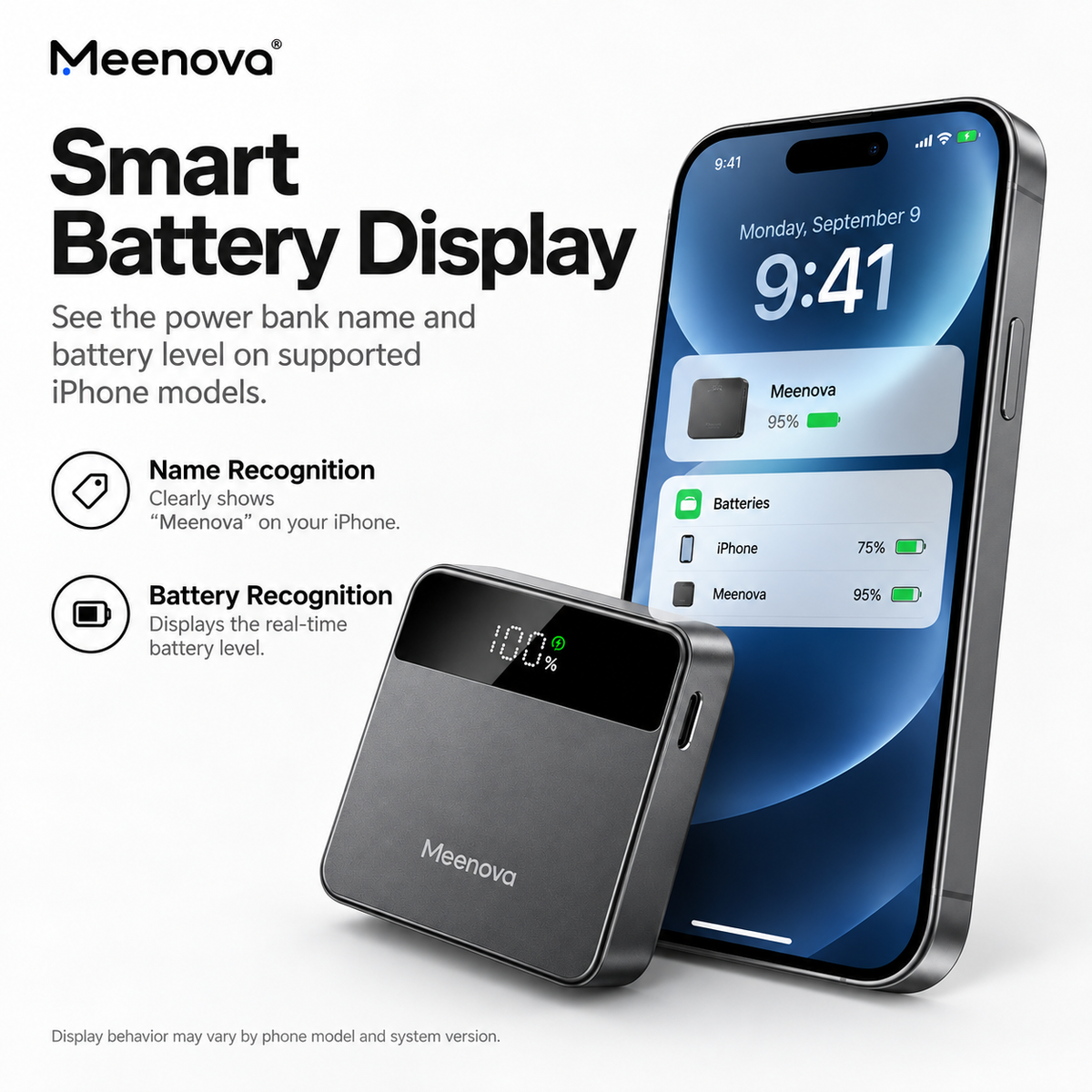 Meenova X2 Mini 3-in-1 Magnetic Power Bank, 5000mAh, Up to 15W Wireless & 22.5W USB-C, MagSafe-Compatible Portable Charger for iPhone, Apple Watch & AirPods with Digital Display, Aluminum Body & USB-C Lanyard Cable