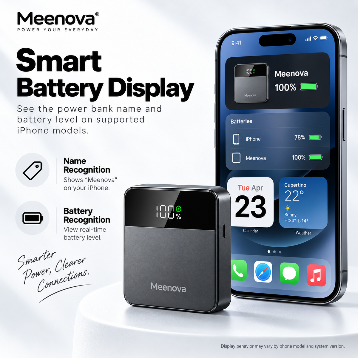 Meenova X2 Mini 3-in-1 Magnetic Power Bank, 5000mAh, Up to 15W Wireless & 22.5W USB-C, MagSafe-Compatible Portable Charger for iPhone, Apple Watch & AirPods with Digital Display, Aluminum Body & USB-C Lanyard Cable