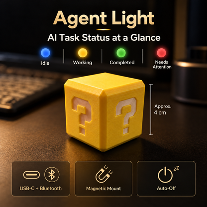 Agent Light AI Status Cube with USB-C, Bluetooth & Magnetic Mount