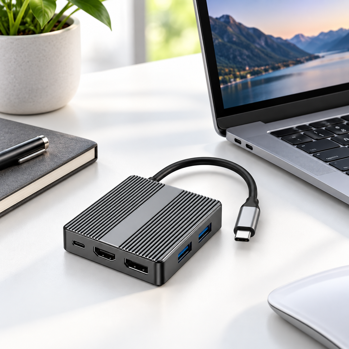 Meenova 7-in-1 USB-C MST Docking Station, Up to 4K 60Hz, Gigabit Ethernet, USB 3.2 & PD Charging, Dual HDMI or HDMI + DisplayPort for Compatible Windows Dual-Monitor Setups