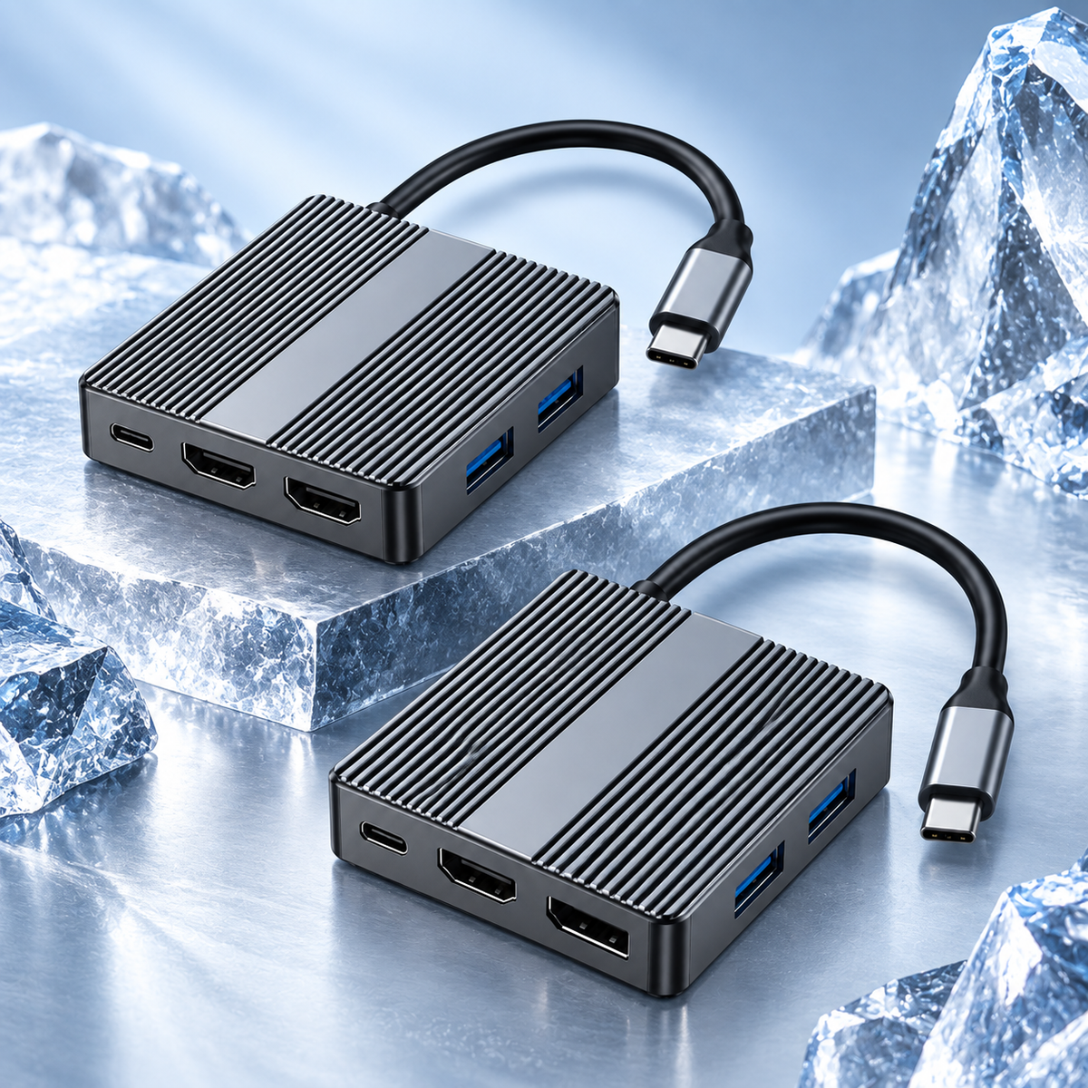 Meenova 7-in-1 USB-C MST Docking Station, Up to 4K 60Hz, Gigabit Ethernet, USB 3.2 & PD Charging, Dual HDMI or HDMI + DisplayPort for Compatible Windows Dual-Monitor Setups