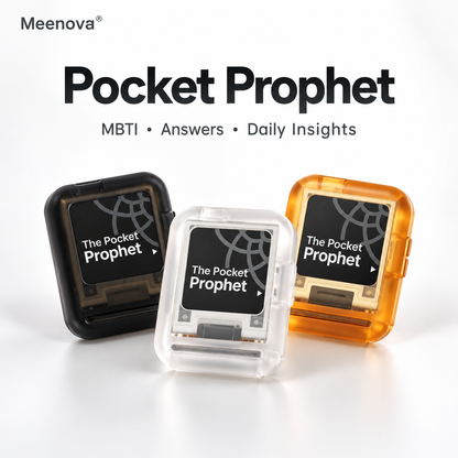 Meenova Rand/0 Pocket Prophet, 1.54-Inch E-Ink Decision Gadget with 350 Bilingual Answers, MBTI Guide, Dice & Coin Flip, Bluetooth Page Turner, NFC & USB-C Charging