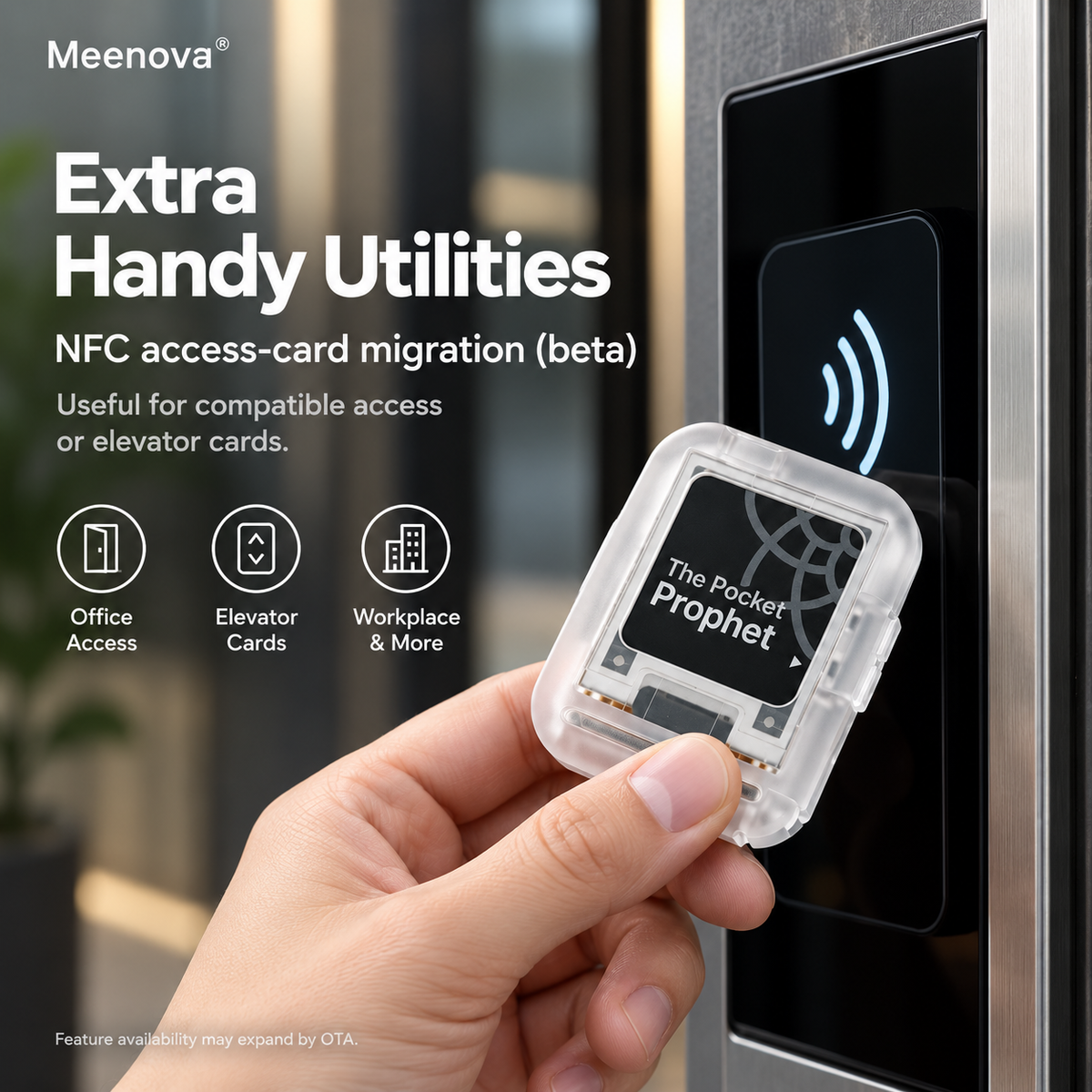 Meenova Rand/0 Pocket Prophet, 1.54-Inch E-Ink Decision Gadget with 350 Bilingual Answers, MBTI Guide, Dice & Coin Flip, Bluetooth Page Turner, NFC & USB-C Charging