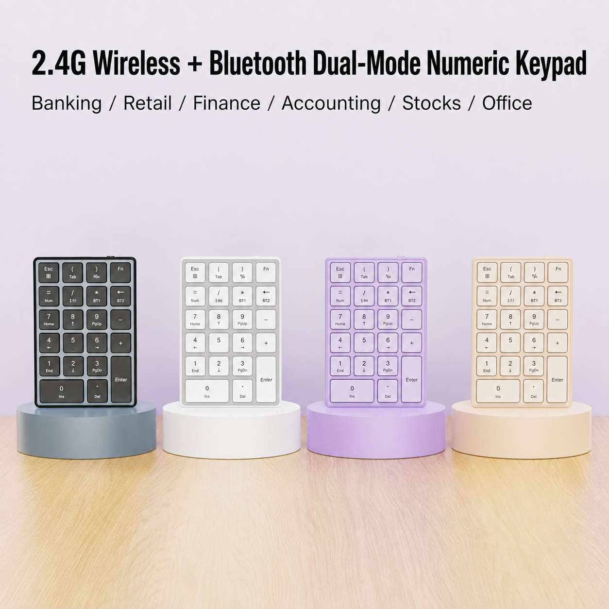 Meenova 22-Key Wireless Numeric Keypad, Bluetooth 5.0 & 2.4GHz with 3-Device Switching and USB-C Charging for Windows, Mac & Tablets
