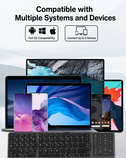 Meenova 64-Key Tri-Fold Bluetooth Keyboard with Touchpad, 3-Device Rechargeable Travel Keyboard for iPad, Mac, Windows & Android