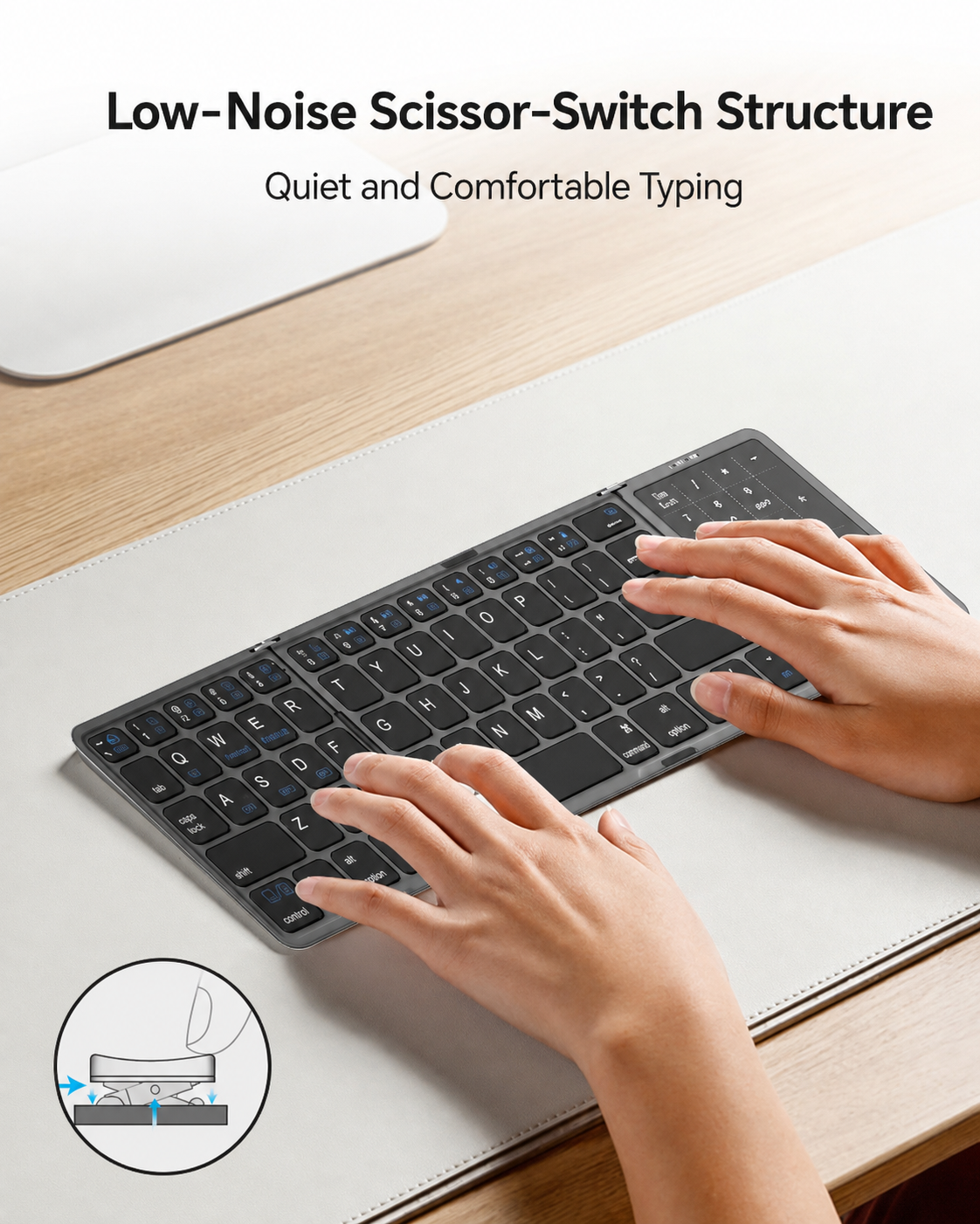 Meenova 64-Key Tri-Fold Bluetooth Keyboard with Touchpad, 3-Device Rechargeable Travel Keyboard for iPad, Mac, Windows & Android