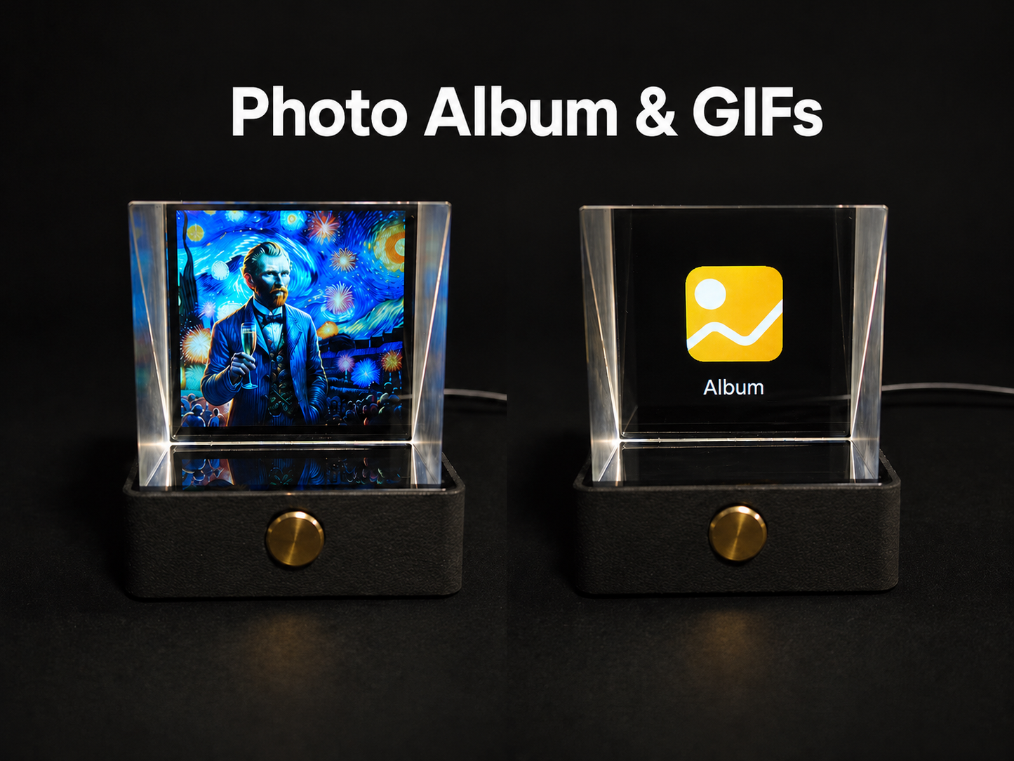 Meenova 10.1" Transparent Smart Desk Display with 64GB Storage, WiFi Photo Frame, Weather, Stock & Crypto Widgets and RGB Lighting