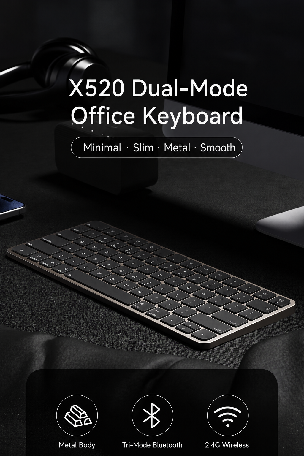 Meenova 78-Key Tri-Mode Wireless Keyboard, Bluetooth 5.0 & 2.4GHz with 3-Device Switching and Quiet Keys for Windows, Mac, iOS & Android