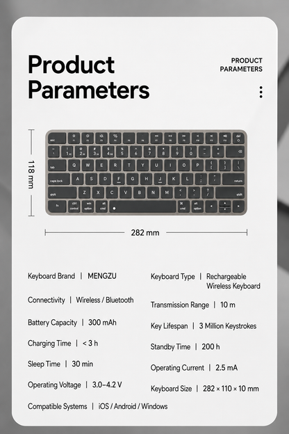 Meenova 78-Key Tri-Mode Wireless Keyboard, Bluetooth 5.0 & 2.4GHz with 3-Device Switching and Quiet Keys for Windows, Mac, iOS & Android