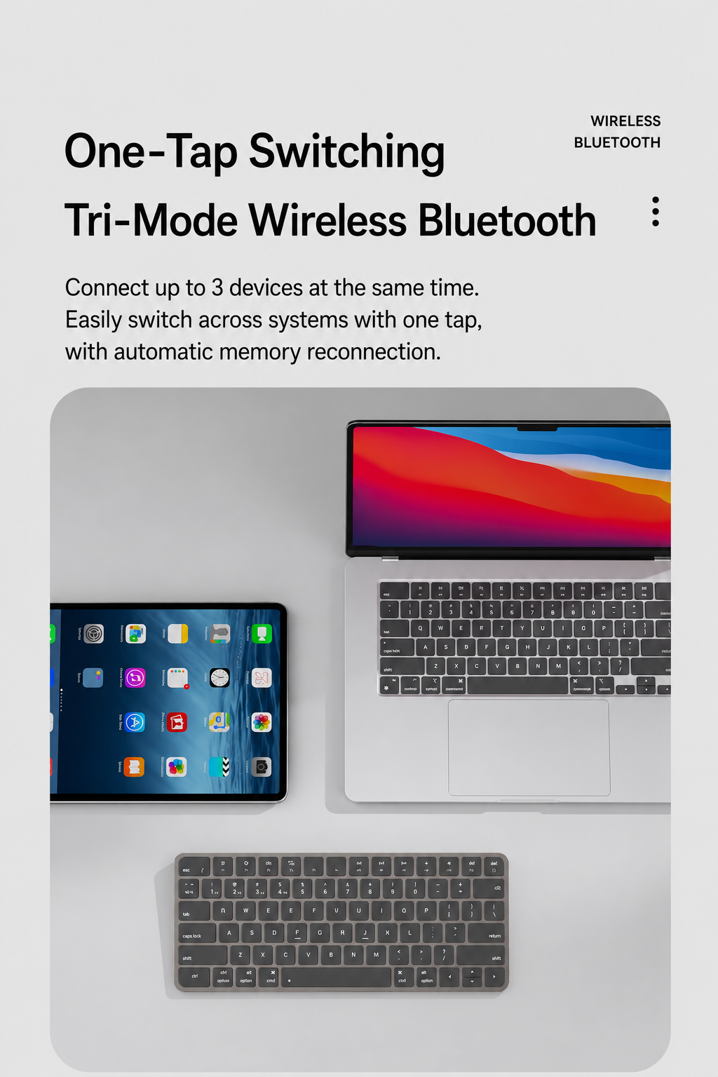 Meenova 78-Key Tri-Mode Wireless Keyboard, Bluetooth 5.0 & 2.4GHz with 3-Device Switching and Quiet Keys for Windows, Mac, iOS & Android