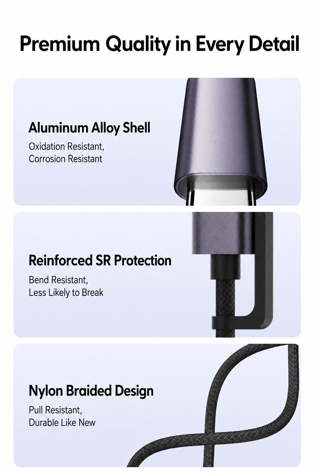 Meenova 100W 3-in-1 USB-C Cable with Apple Watch Charger & MagSafe 3 Adapter, 1.5m Braided PD Data Cable