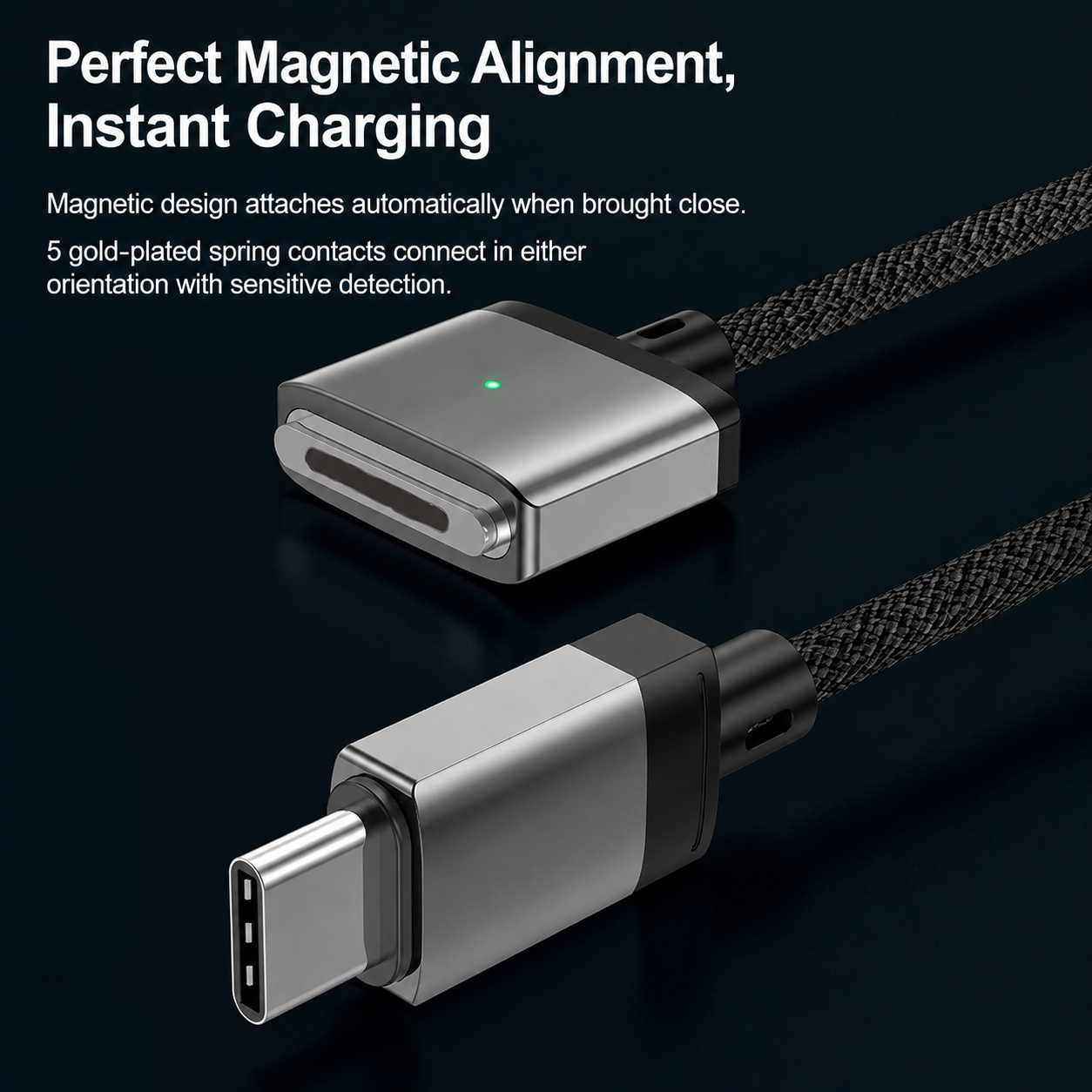 140W USB-C to MagSafe 3 Magnetic Charging Cable – 2M Braided Cord, PD 3.1 Fast Charge, LED Indicator for MacBook Air/Pro