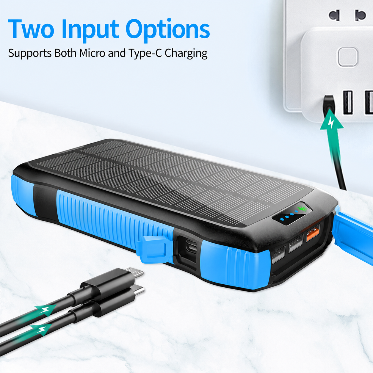 Meenova 33,500mAh Solar Power Bank with 20W PD, 10W Wireless Charging, IP67 Water Resistance & 260-Lumen Flashlight