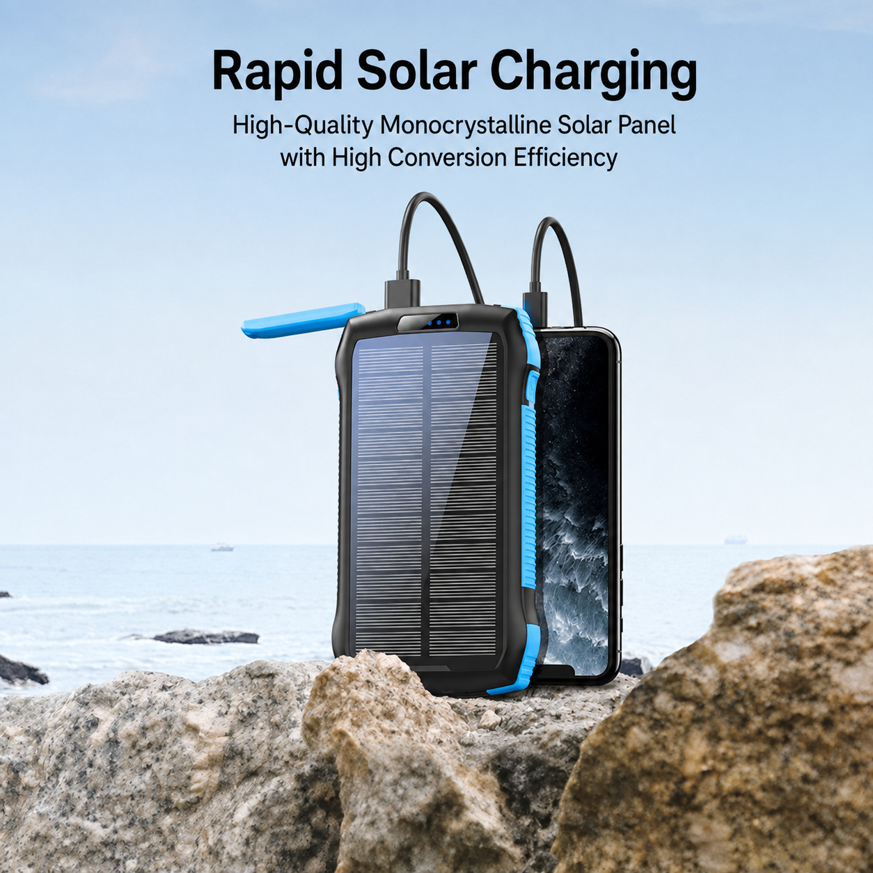 Meenova 33,500mAh Solar Power Bank with 20W PD, 10W Wireless Charging, IP67 Water Resistance & 260-Lumen Flashlight
