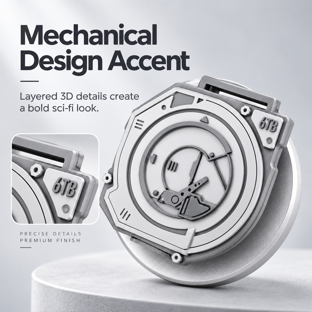 Meenova Hard Drive-Inspired Magnetic Phone Stand for MagSafe-Compatible Cases, 3D Mechanical Design