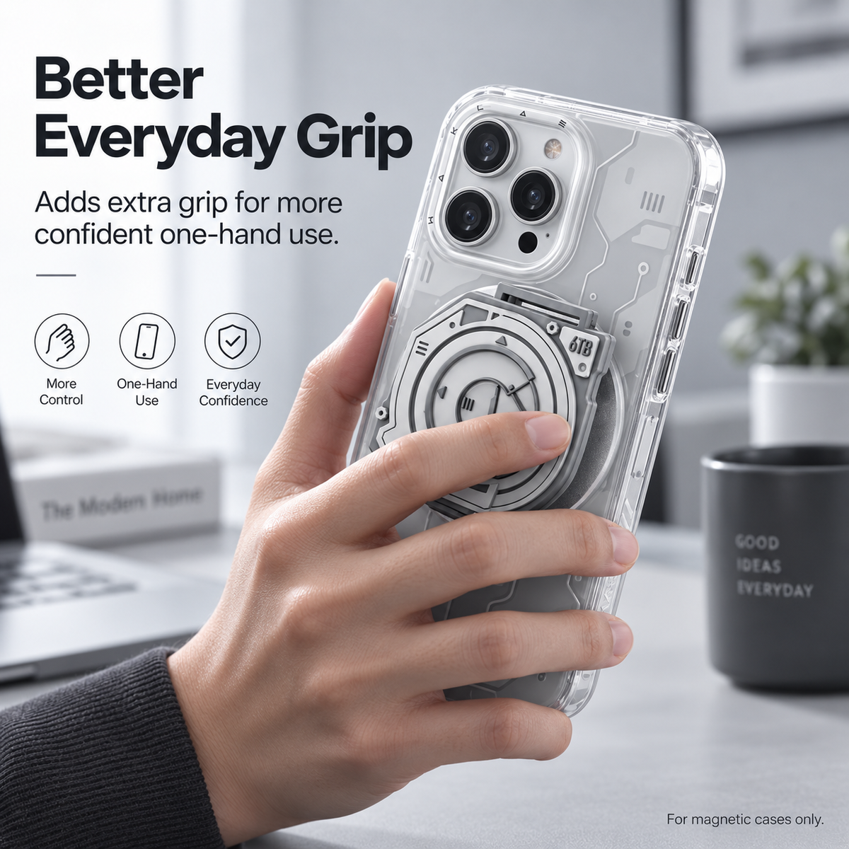 Meenova Hard Drive-Inspired Magnetic Phone Stand for MagSafe-Compatible Cases, 3D Mechanical Design