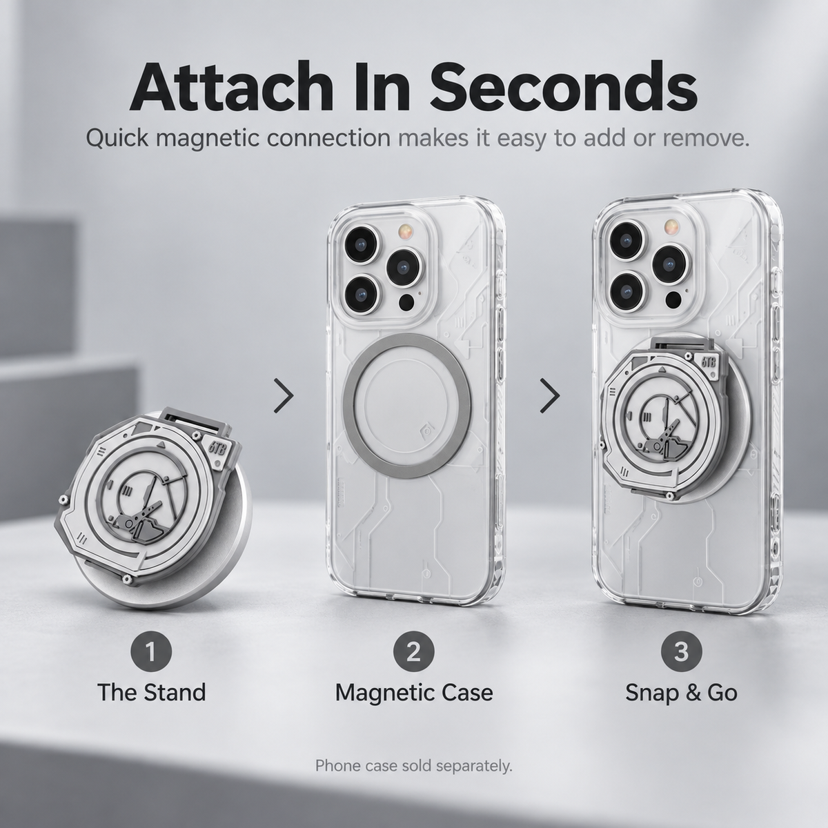 Meenova Hard Drive-Inspired Magnetic Phone Stand for MagSafe-Compatible Cases, 3D Mechanical Design