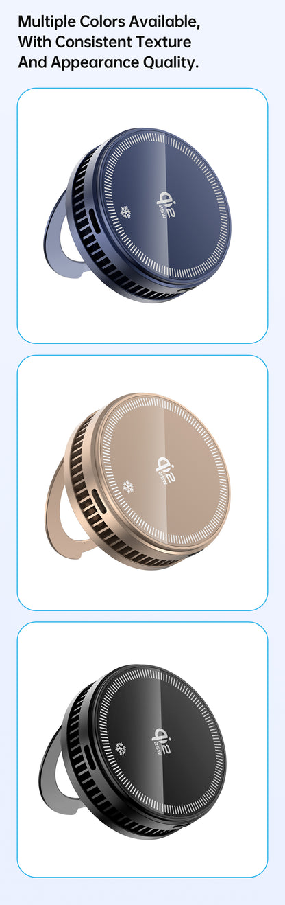 Meenova D18 25W Magnetic Cooling MagSafe Wireless Charger Stand for iPhone 18/16/15/14/13/12 Series & Qi2/Qi-Compatible Devices