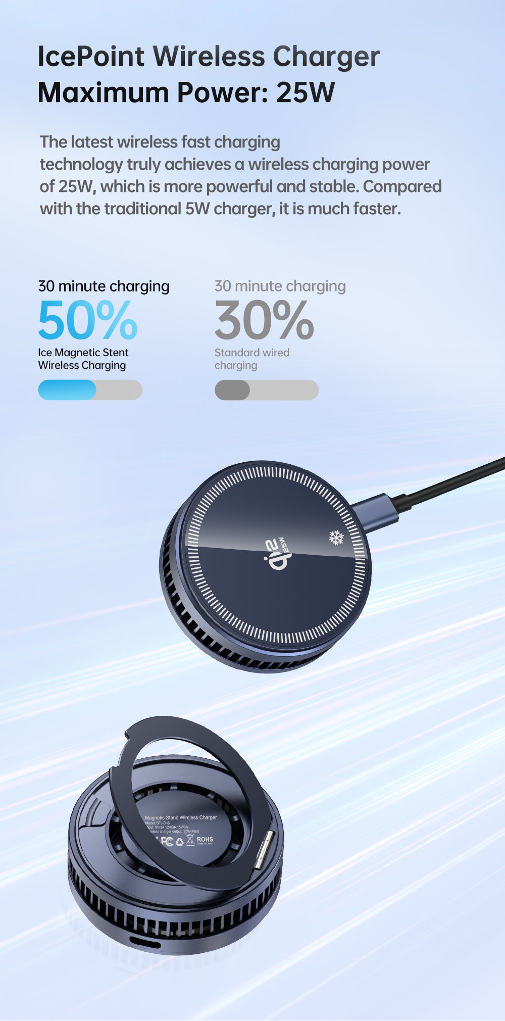 IcePoint D18 25W Magnetic Cooling Wireless Charger Stand