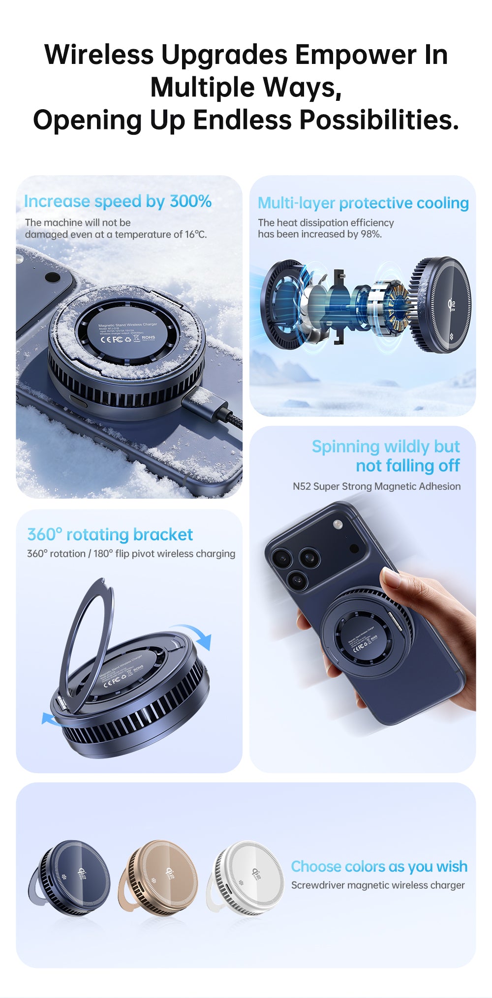 IcePoint D18 25W Magnetic Cooling Wireless Charger Stand