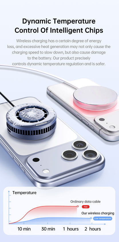 Meenova D18 25W Magnetic Cooling MagSafe Wireless Charger Stand for iPhone 18/16/15/14/13/12 Series & Qi2/Qi-Compatible Devices