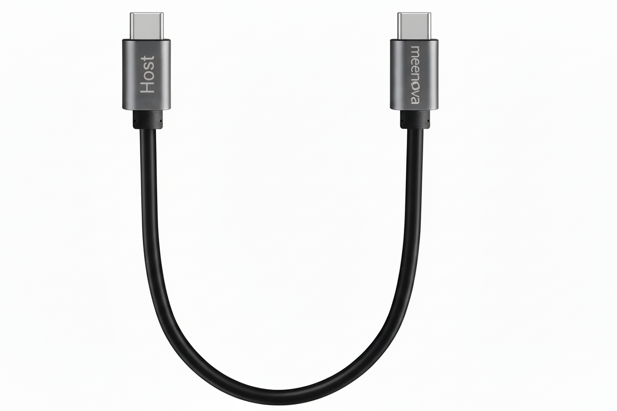 Meenova USB-C to USB-C OTG Data Cable (0.5ft/6in)-Premium Black Braided, High-Speed Data Transfer & Device Migration for iPhone 15/16, MacBook, iPad Pro, and USB-C Devices, File/Photo/Video Transfer, No Audio or Charging Support