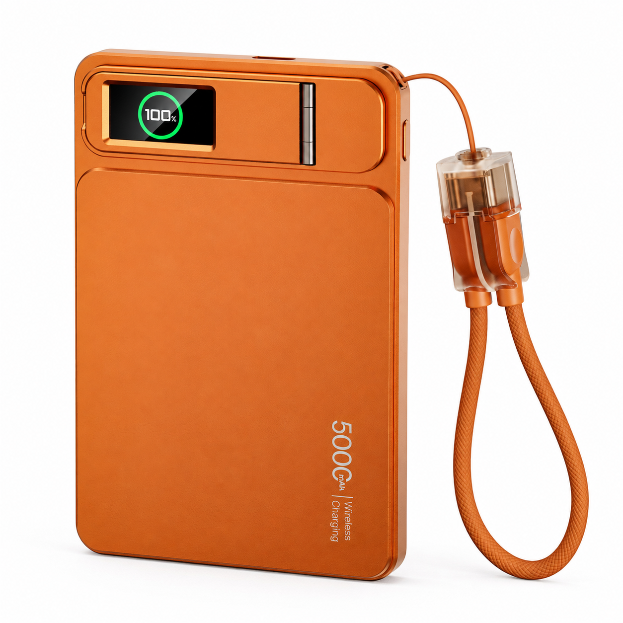 Ultra-Thin Magnetic MagSafe Power Bank – 5000mAh 9.9mm / 10000mAh 14mm, 15W Wireless Charging, 20W USB-C, Built-In Cable, Stand & TFT Display – Orange, Pink, Grey, Silver