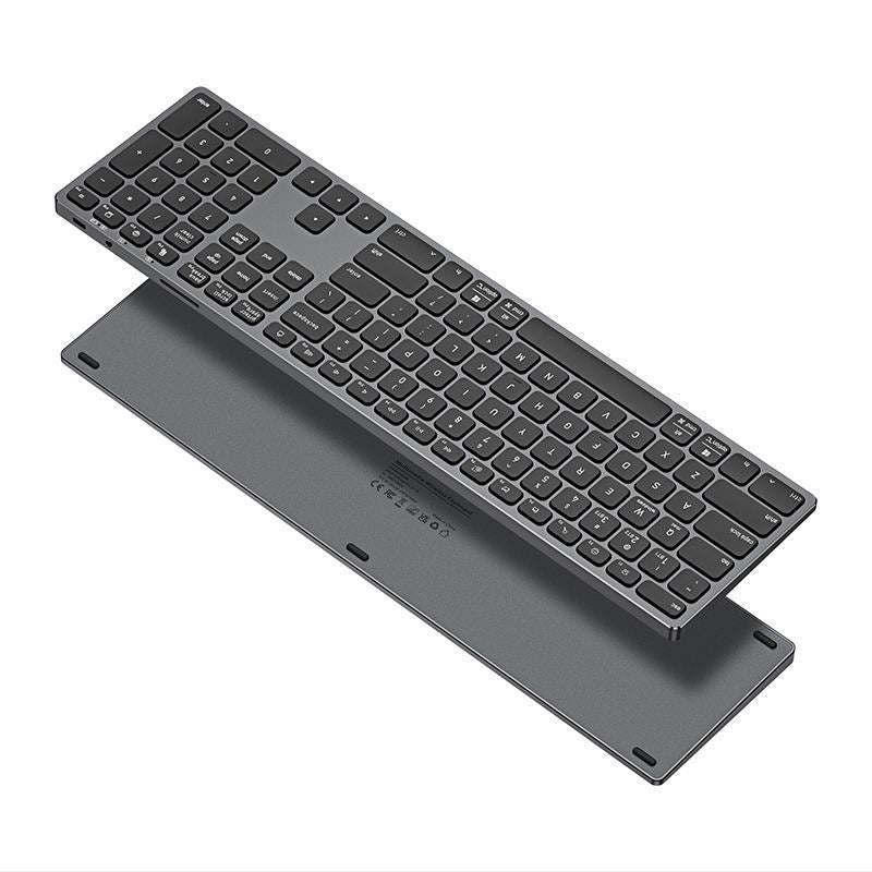 Wireless Dual-Mode Aluminum Keyboard with Touchpad & Numpad | Bluetooth 5.0 + 2.4G, Multi-Device Switchable, Ultra-Thin Rechargeable Keyboard for PC/Mac/Tablet