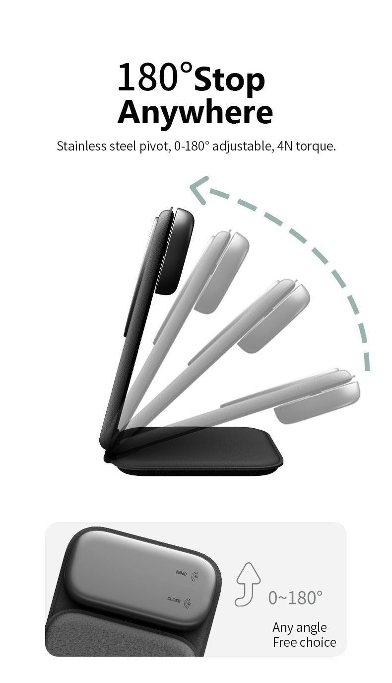 Meenova Trio Foldable Leather 3-in-1 MagSafe Charger, Portable Wireless Fast Charging for Apple iPhone & Apple Watch, AirPods