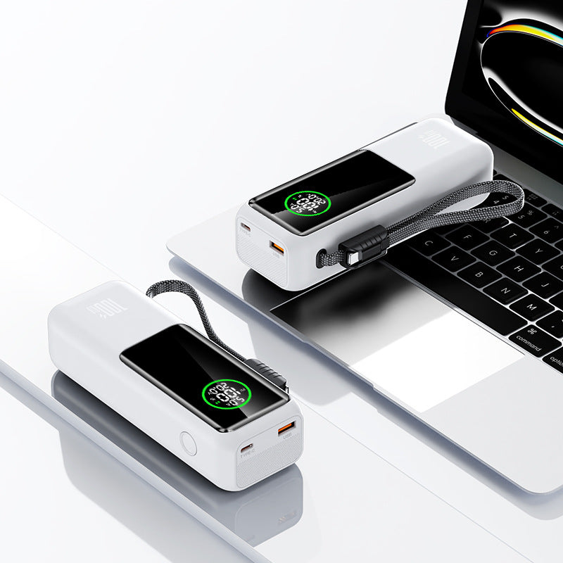 Meenova A57 100W Power Bank, 20000mAh USB-C PD Portable Laptop Charger with Built-In 60W USB-C Cable, 65W Recharging, 22.5W USB-A & LED Battery Display for MacBook, iPad, iPhone & Samsung