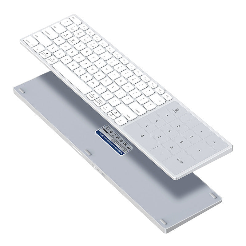 Wireless Dual-Mode Aluminum Keyboard with Touchpad & Numpad | Bluetooth 5.0 + 2.4G, Multi-Device Switchable, Ultra-Thin Rechargeable Keyboard for PC/Mac/Tablet