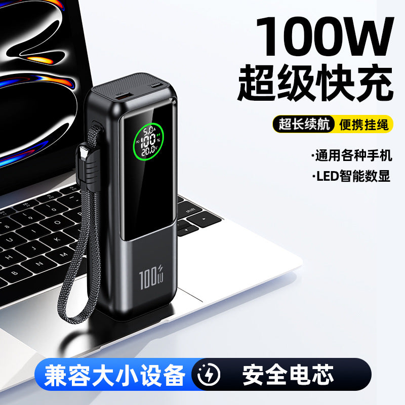 Meenova A57 100W Power Bank, 20000mAh USB-C PD Portable Laptop Charger with Built-In 60W USB-C Cable, 65W Recharging, 22.5W USB-A & LED Battery Display for MacBook, iPad, iPhone & Samsung
