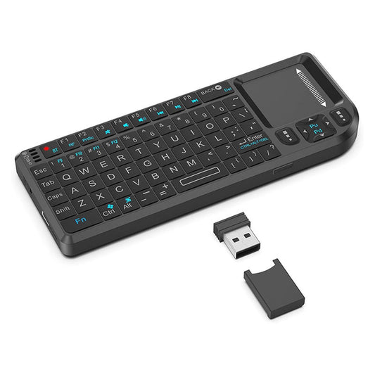 Meenova 3-in-1 Mini Wireless Keyboard with Touchpad & Laser Pointer, 2.4G & Bluetooth Dual Mode, 7-Color Backlit Portable Keyboard for PC, TV, Phone & Tablet