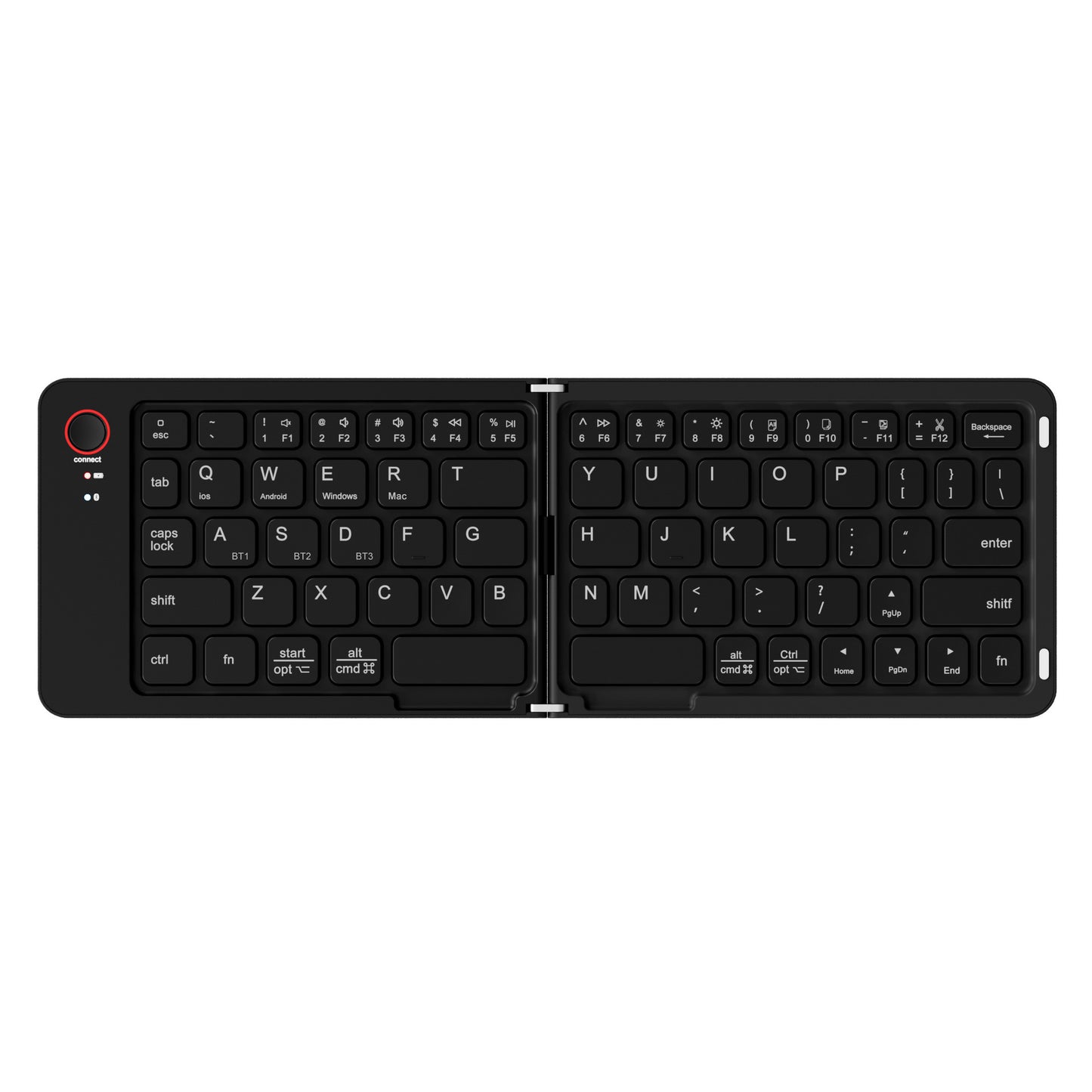 Meenova 67-Key Dual-Fold Bluetooth Keyboard, 3-Device Rechargeable Travel Keyboard with Phone Stand for iOS, Android, Windows & Mac